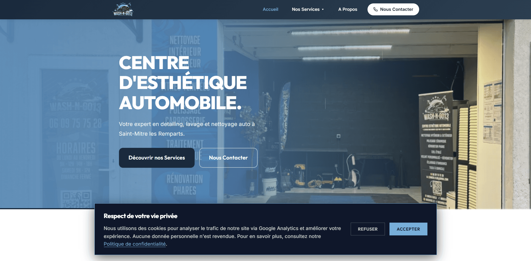 Site Vitrine WashNGo13 - Centre de Lavage Automobile (Saint-Mitre-les-Remparts)